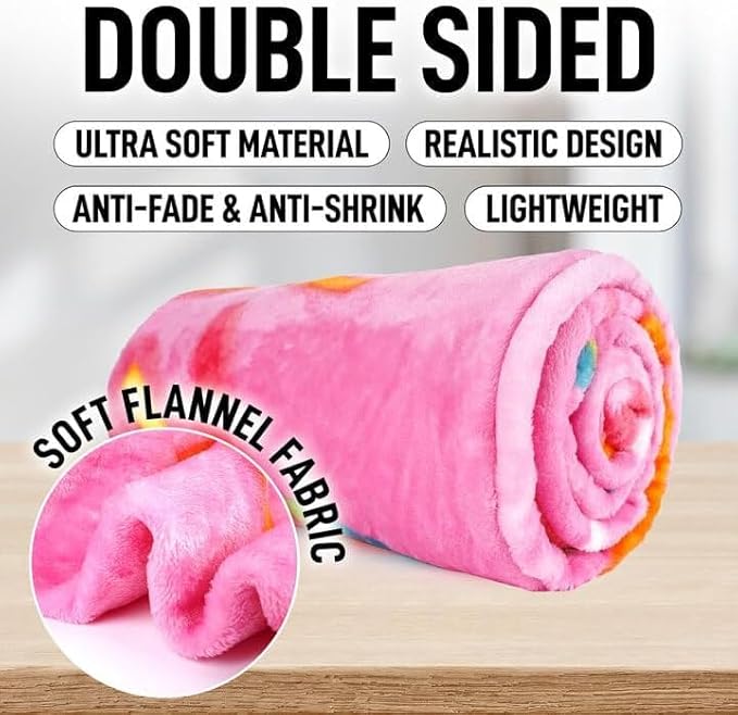 Zulay Premium Soft Flannel Round Pink Glazed Donut Blanket - Adult and Kids - 36 Inches