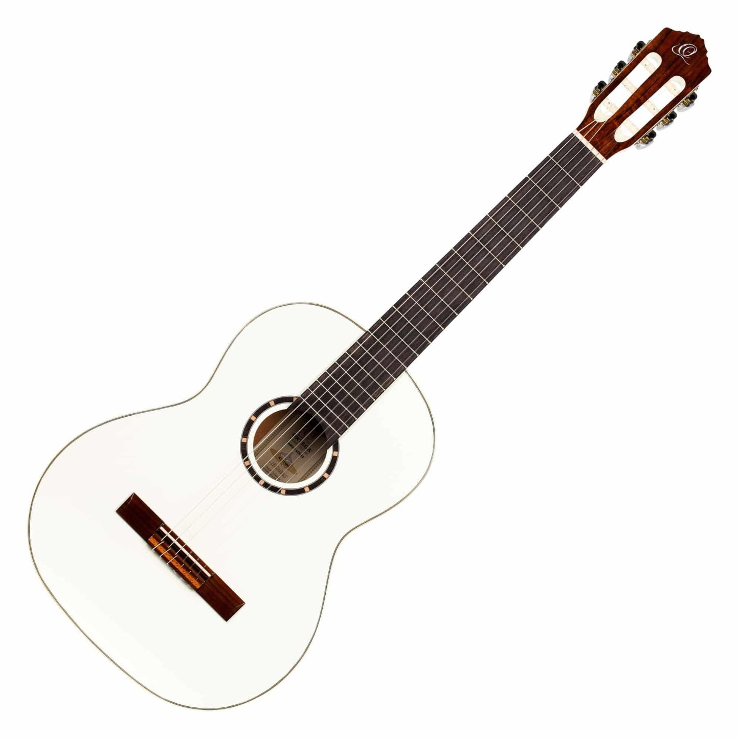 Ortega Guitars 6 String Family Series Full Size Nylon Classical Guitar W/Bag, Right, Spruce Top-White-Gloss, (R121Snwh)