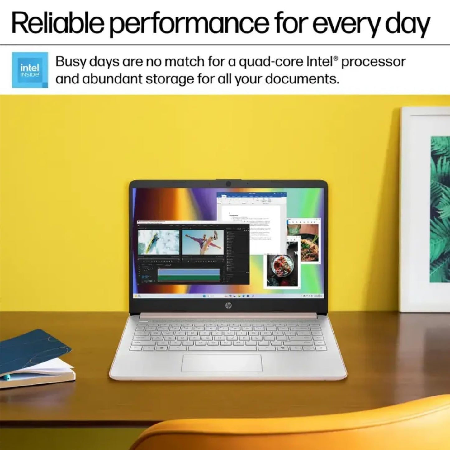 Hp 14 Ultralight Student-Laptop, Intel 4-Core 8Gb Ram 320Gb Storage Laptops With 1Yr Office 365 Win11(64Gb Emmc+Ghost Manta 256G