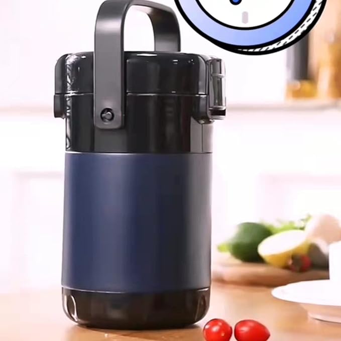 Stackable Stainless Steel 3-Tier Lunch/Snack Box, Vacuum Stainless Steel Leak-Proof Insulated Bottle, Suitable for Carrying Food to Office, Outdoor Picnic(64oz, Noble Blue)