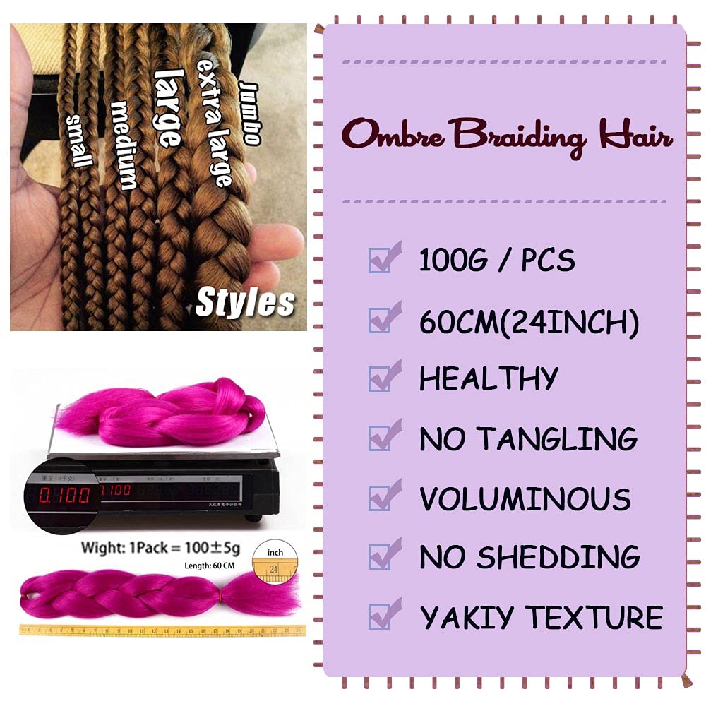 AIDUSA Ombre Braiding Hair Gray Braiding Hair Extensions 5pcs Synthetic Braids 24 Inch 2 Tones Gray Hair for Box Braids Crochet