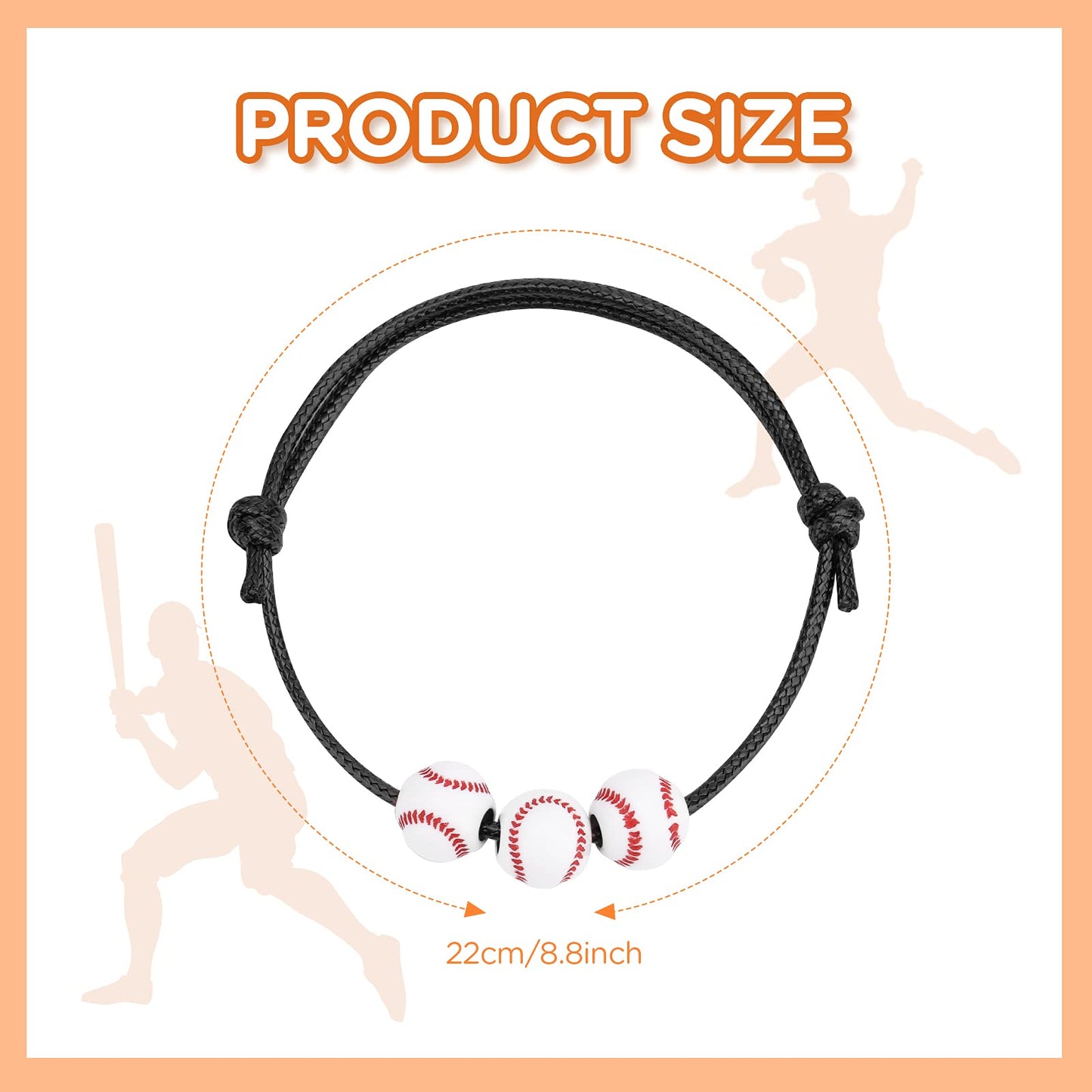 20Pcs Baseball Party Favors Baseball Charm Bracelets Wristbands Baseball Beads Bracelet Adjustable Baseball Favor Decorations Sp