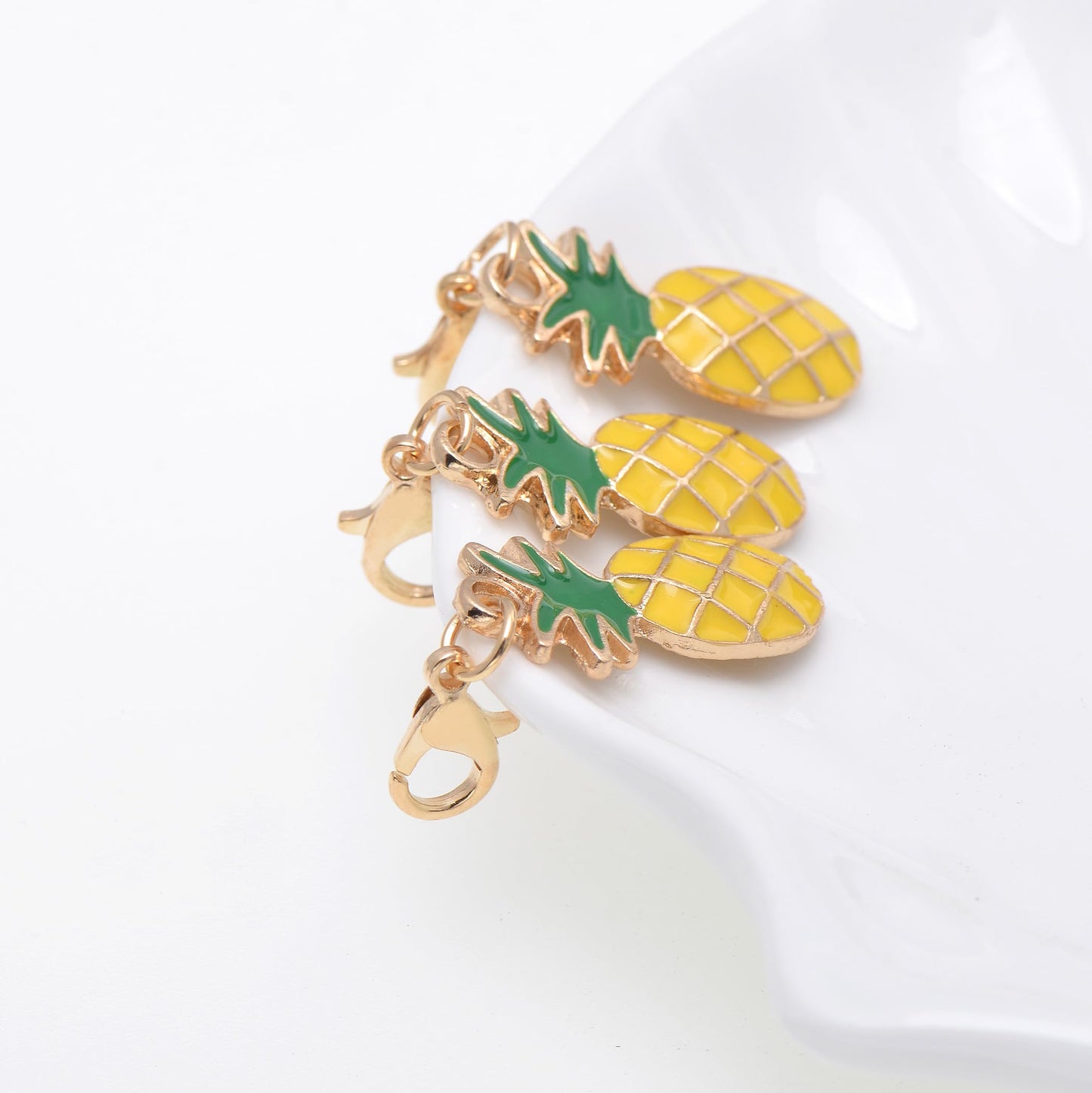 Paialco Cute Enamel Pineapple Fruit Clasp Charms for Keychain Bracelet