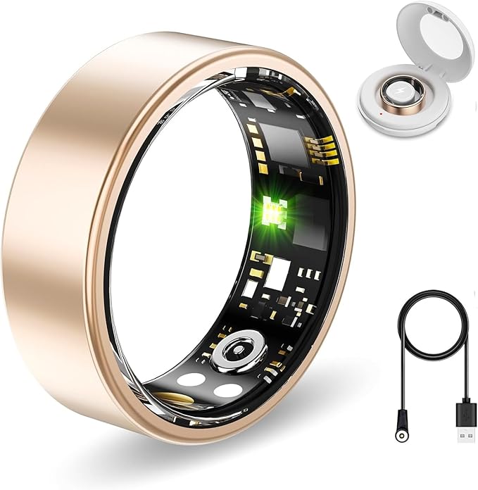 Smart Health Rings for Women Men, Fitness Tracker with Heart Rate, Blood Oxygen, HRV, Sleep Tracker, Step Tracker, No Subs...