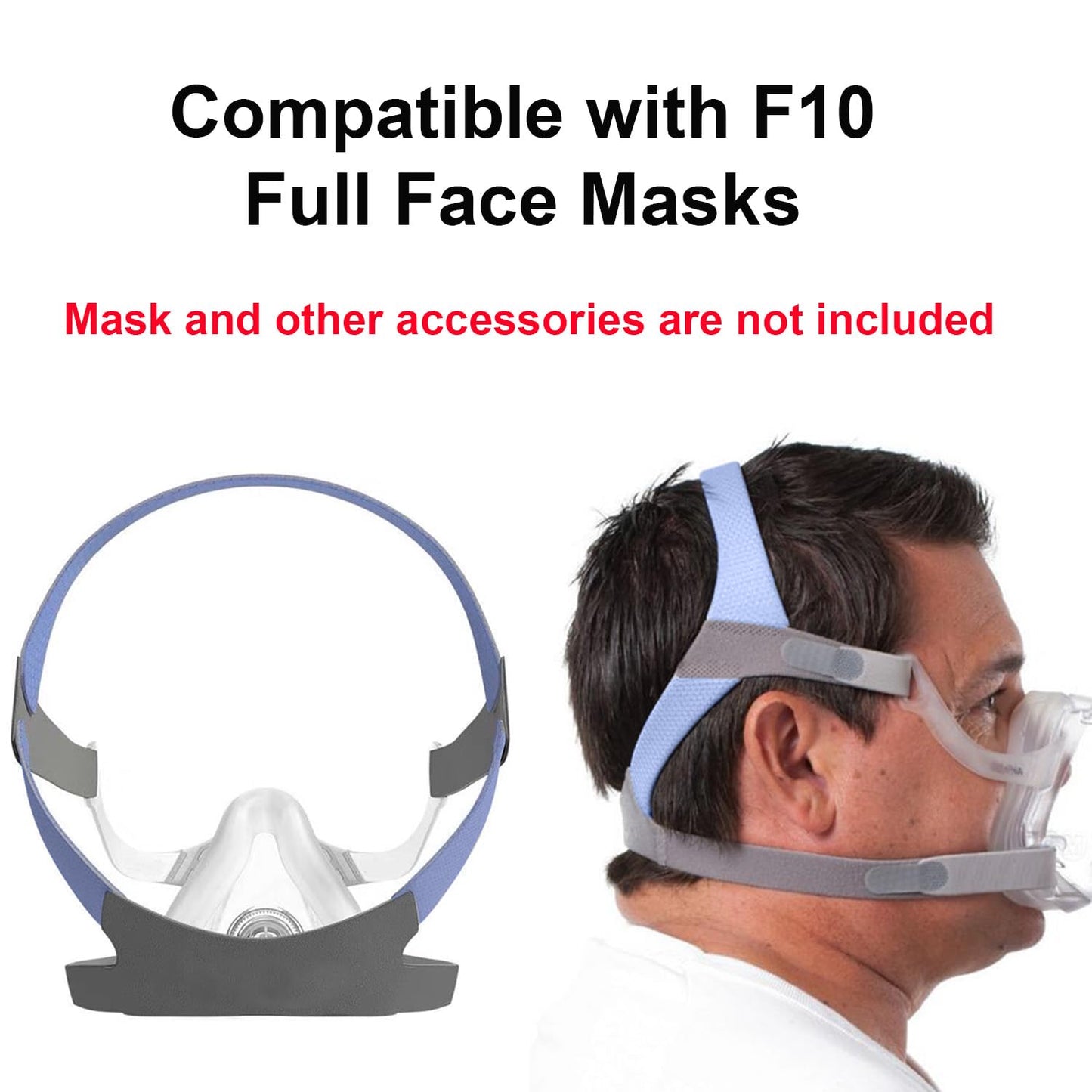 Replacement Headgear for Airfit F10, Headgear Compatible with Airfit F10 Full Face CPAP Mask, Adjustable Head Strap Replacement, Medium