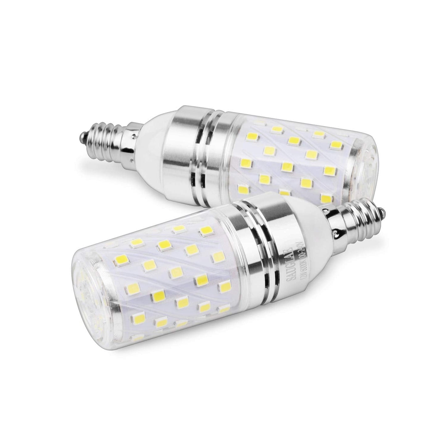 Sagel E12 LED Corn Bulbs 12W, 6000K Cool White, 1200Lm, Glass, 4-Pack