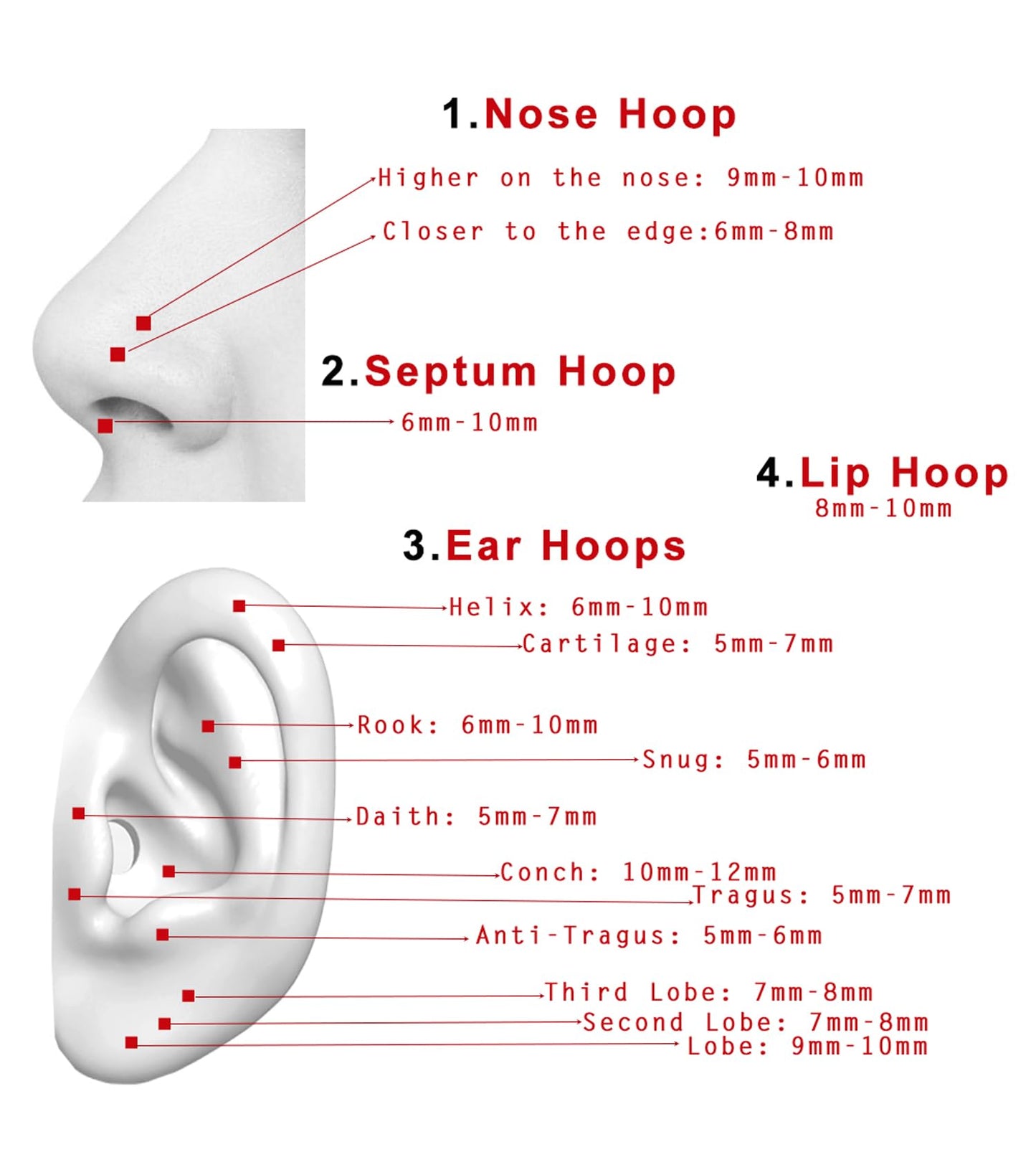 TDEBA Conch Piercing Jewelry, 316L Surgical Steel Segment Nose Hoop Ring, CZ Paved Segment Helix Rook Seamless Clicker Earrings