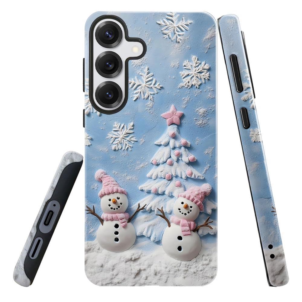 DAIZAG Case for Samsung Galaxy S25 Plus,Military-Grade Protection Cover,Cute Snowman Flower Christmas Tree(Glossy)