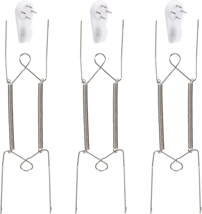 uxcell 3 Pieces Plate Hanger, 10 Inch Stainless Steel Invisible Wall Plate Hangers with 3Pcs Wall Hooks for Decorative Plates, Silver