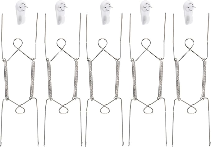 uxcell 5pcs Plate Hanger, 8 Inch Stainless Steel Invisible Wall Plate Hangers with Wall Decorative Hooks and Tip Protectors for Decorative Plates and Art, Silver