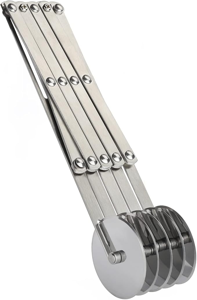 5-Wheel Stainless Steel Pastry Cutter - Expandable Pasta Roller for Noodle, Pizza, Pie Crust, Cookie Divider