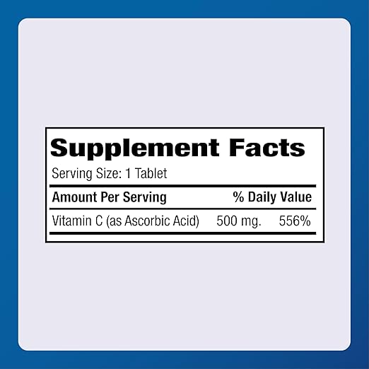 Major Vitamin C-500 mg Ascorbic Acid - Vitamin C Tablets - Dietary Supplement - 1000 Tablets