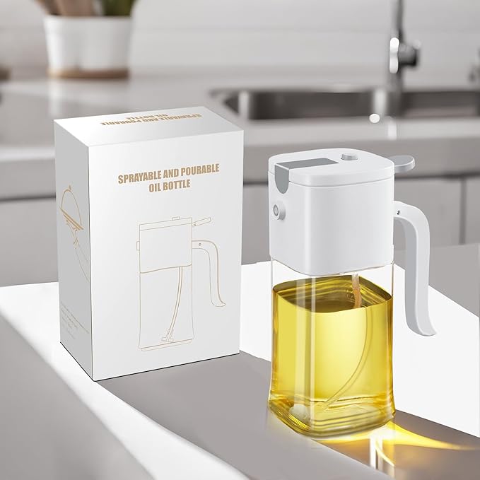 2-in-1 Olive Oil Sprayer Bottle 16.9oz/500ml - 2-in-1 Kitchen Gadget Olive Oil Dispenser, Suitable for Air Fryer, Salad and Barbecue, Kitchen Gadget