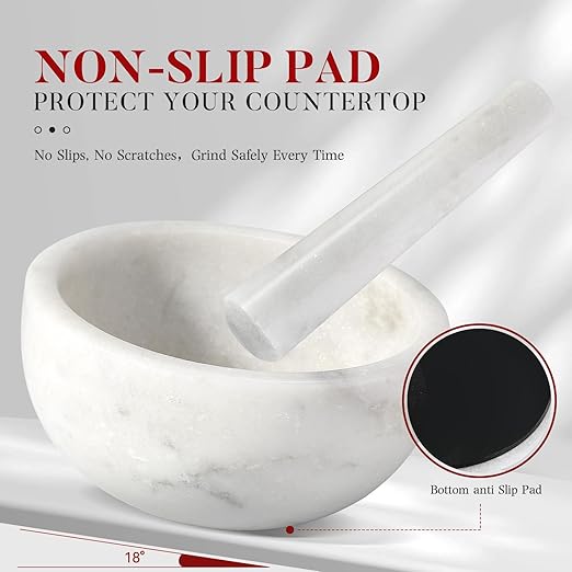 Koville Marble Mortar and Pestle Set, 7"-4 Cups Grinder Bowl for Guacamole, Salsa, Pill Crusher, Spice, Herb, Garlic, Nut, Heavy Duty Grinder for Kitchen(Namib Fantasy)