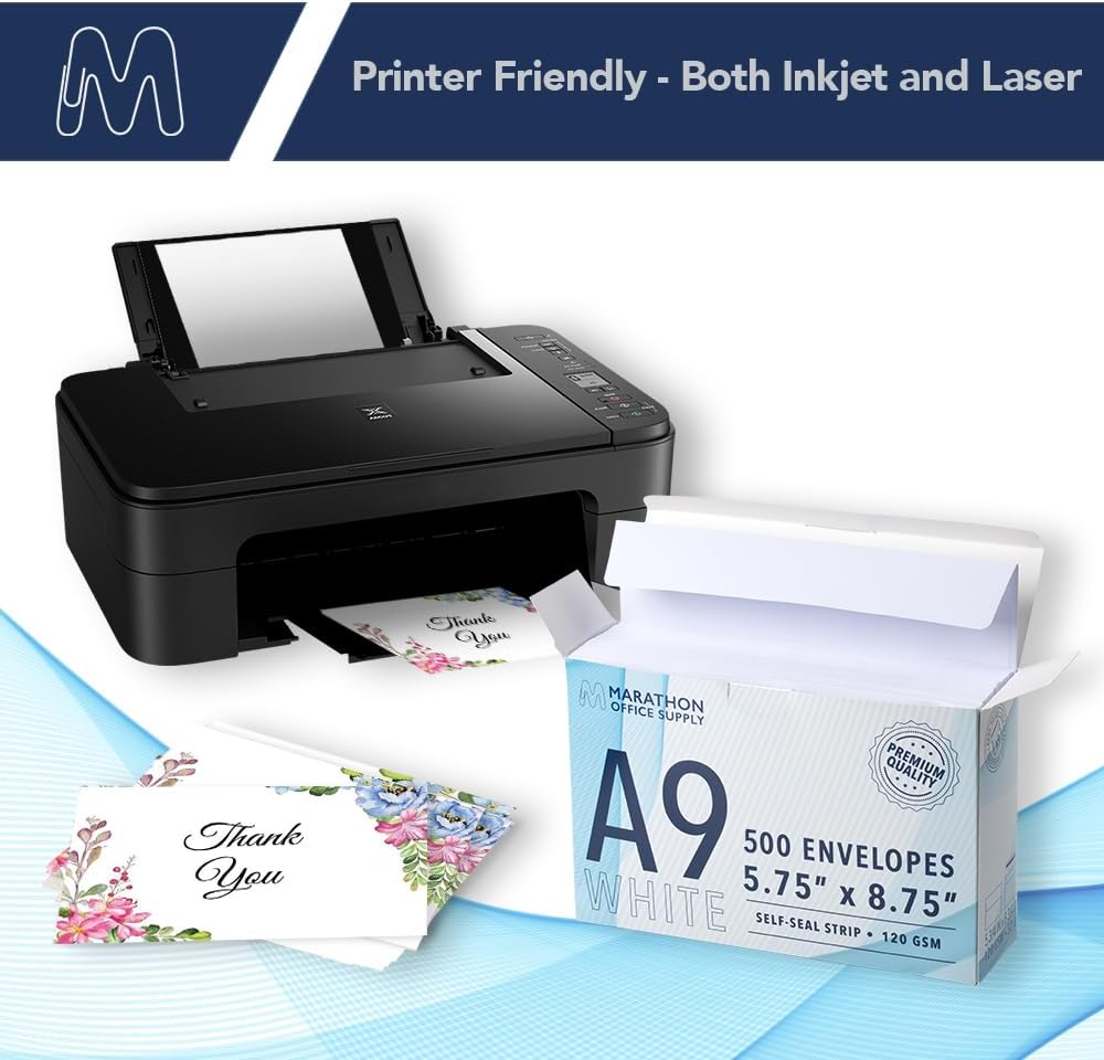 MOS A9 White Envelopes 5.75 x 8.75 Inch 500 Pack — Self-Seal Heavyweight Invitation Envelopes for Greeting Cards, Card Making, RSVP, Wedding Invitations, Business Mailings