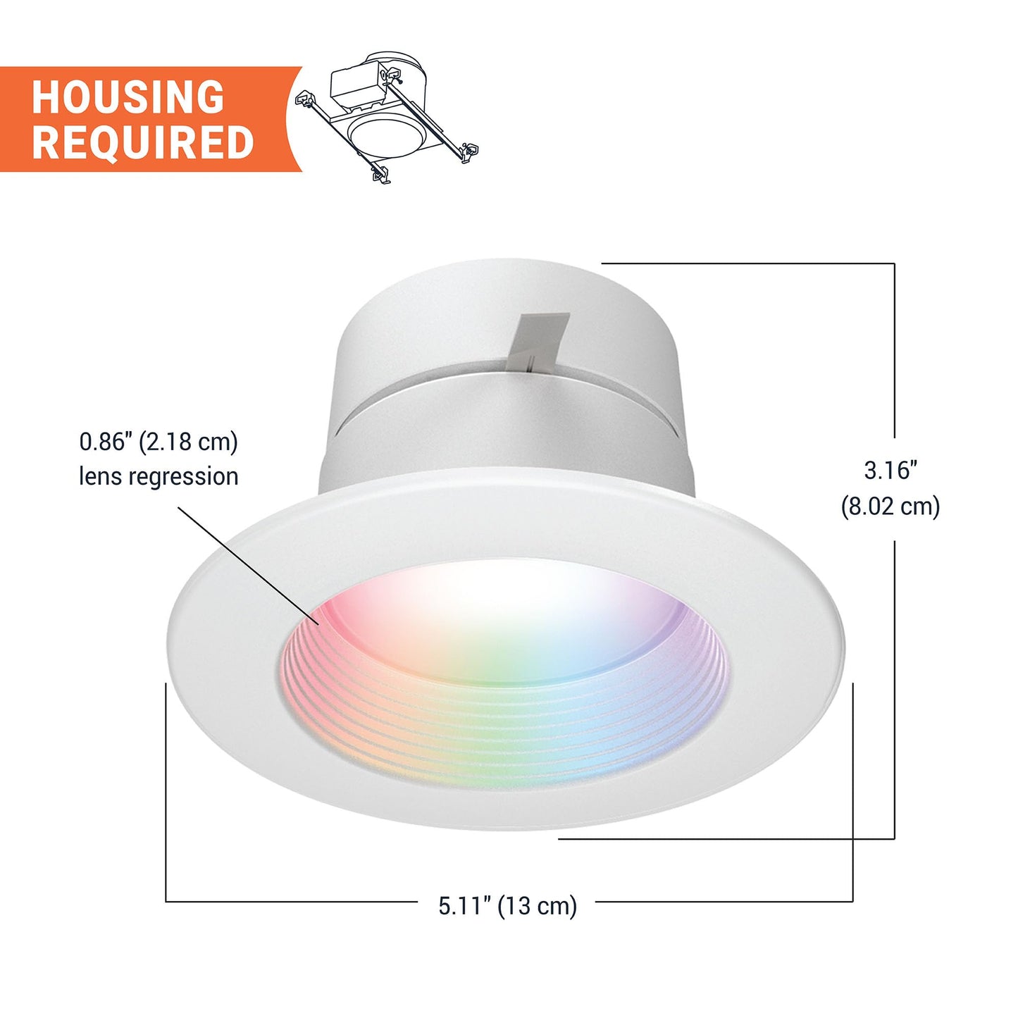HALO 4" Smart Wi-Fi® Recessed LED Light Powered by WiZ Pro, Dimmable Full Color w/SpaceSense® Motion, Smart Home Ready - RL4069WZRGBWWHR