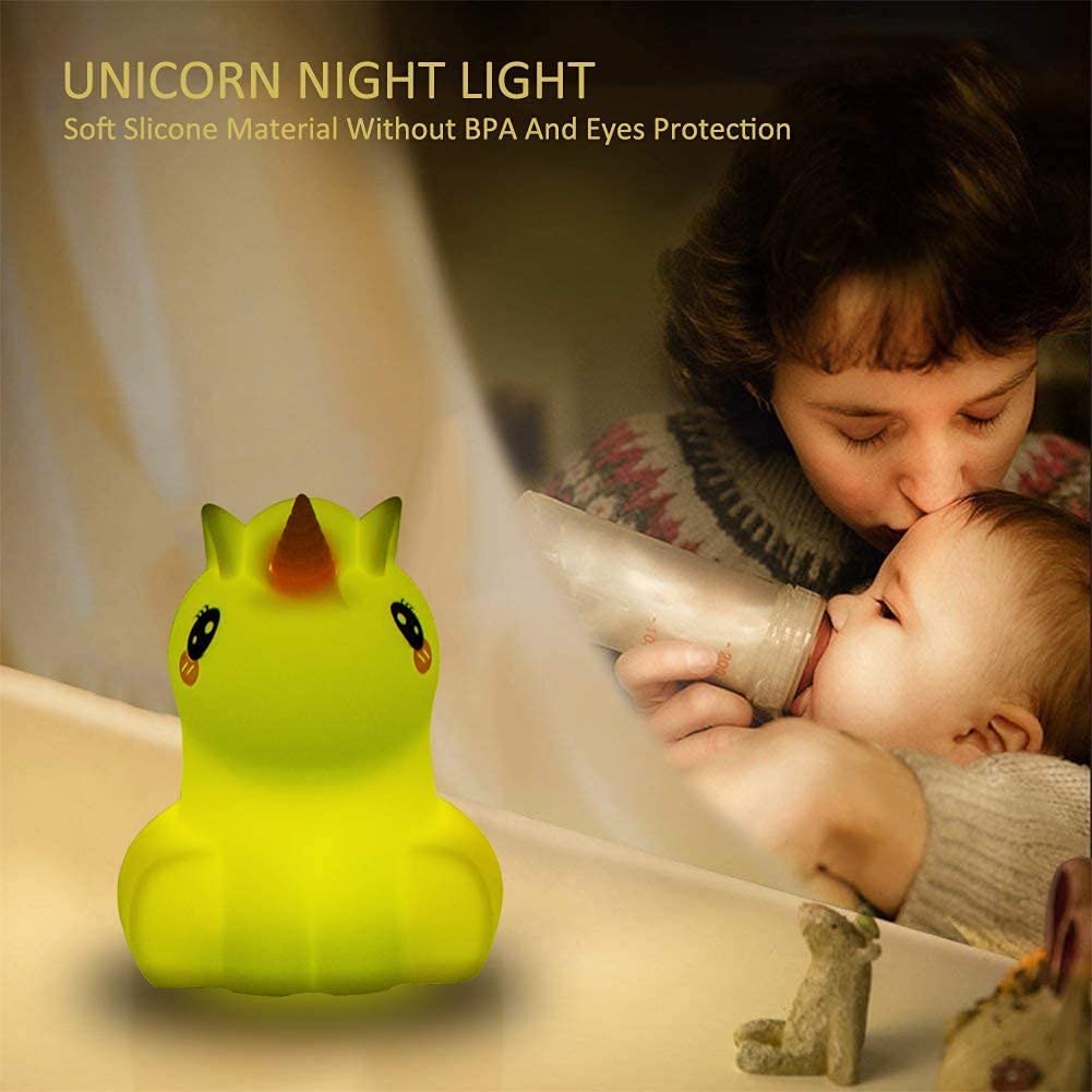 Tianhaixing Animal-Shaped LED Night Light, Rechargeable Silicone Bedside Lamp, Adjustable Brightness, 9 Colors, Model THX8856-6, White