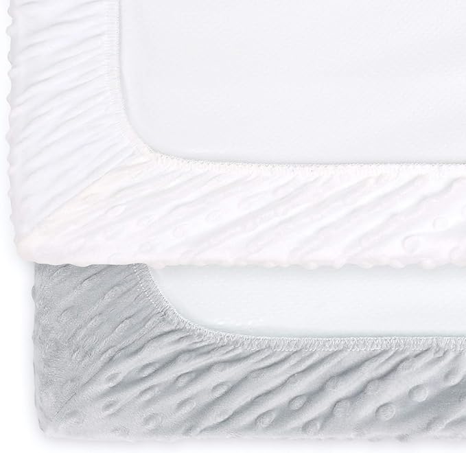 The Peanutshell Baby Girl or Boy Changing Pad Covers Set of 2 - Ultra Soft, Plush Baby Cover - Fits Standard Changing Table Pads, Durable, Machine Washable Sheets - Grey & White Minky