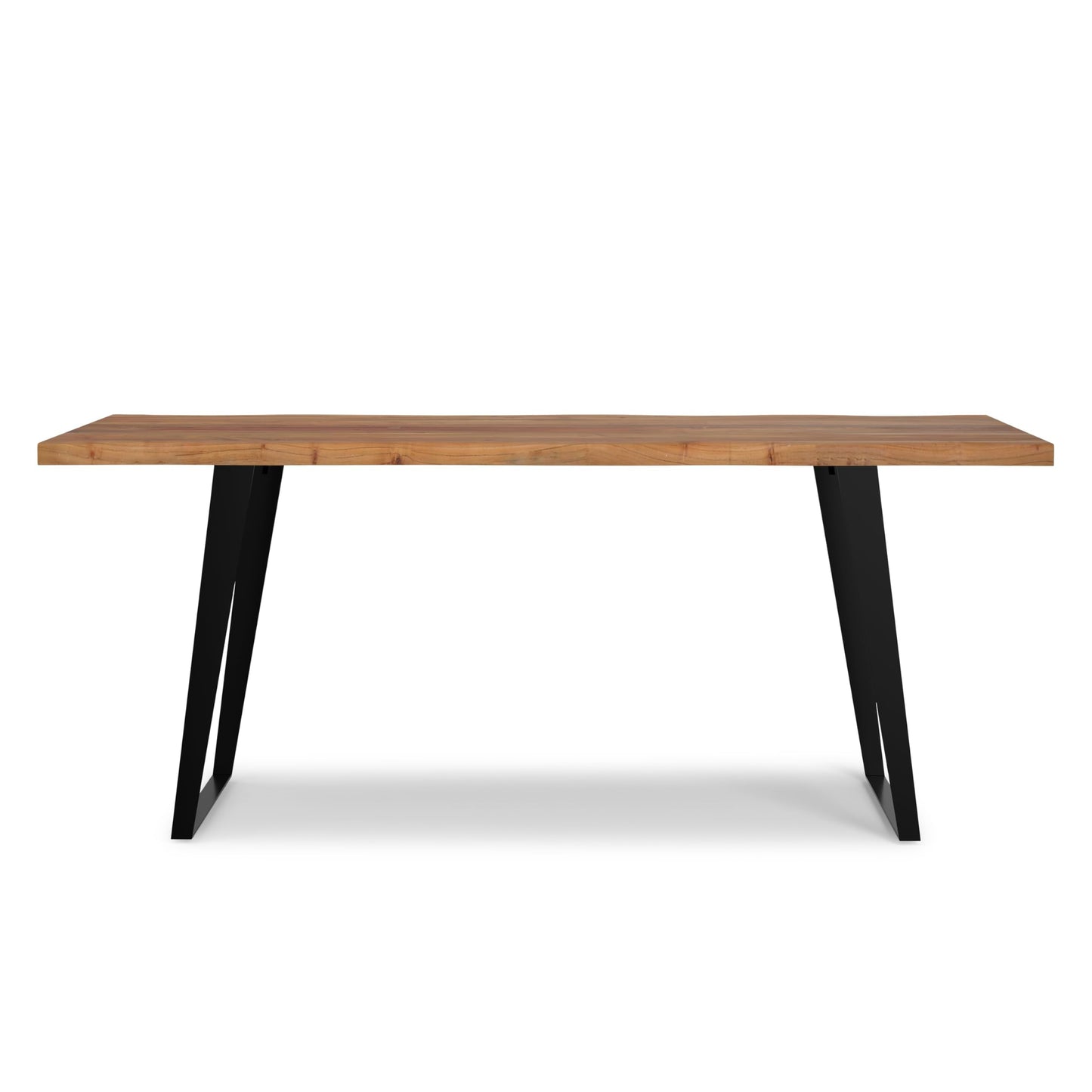 SIMPLIHOME Delta Dining Table - 72 inch Wide Solid Acacia Wood Rectangular Table in Natural, Modern Industrial Style for Dining Room or Kitchen with Black Powder-Coated Iron Base, Seats 6
