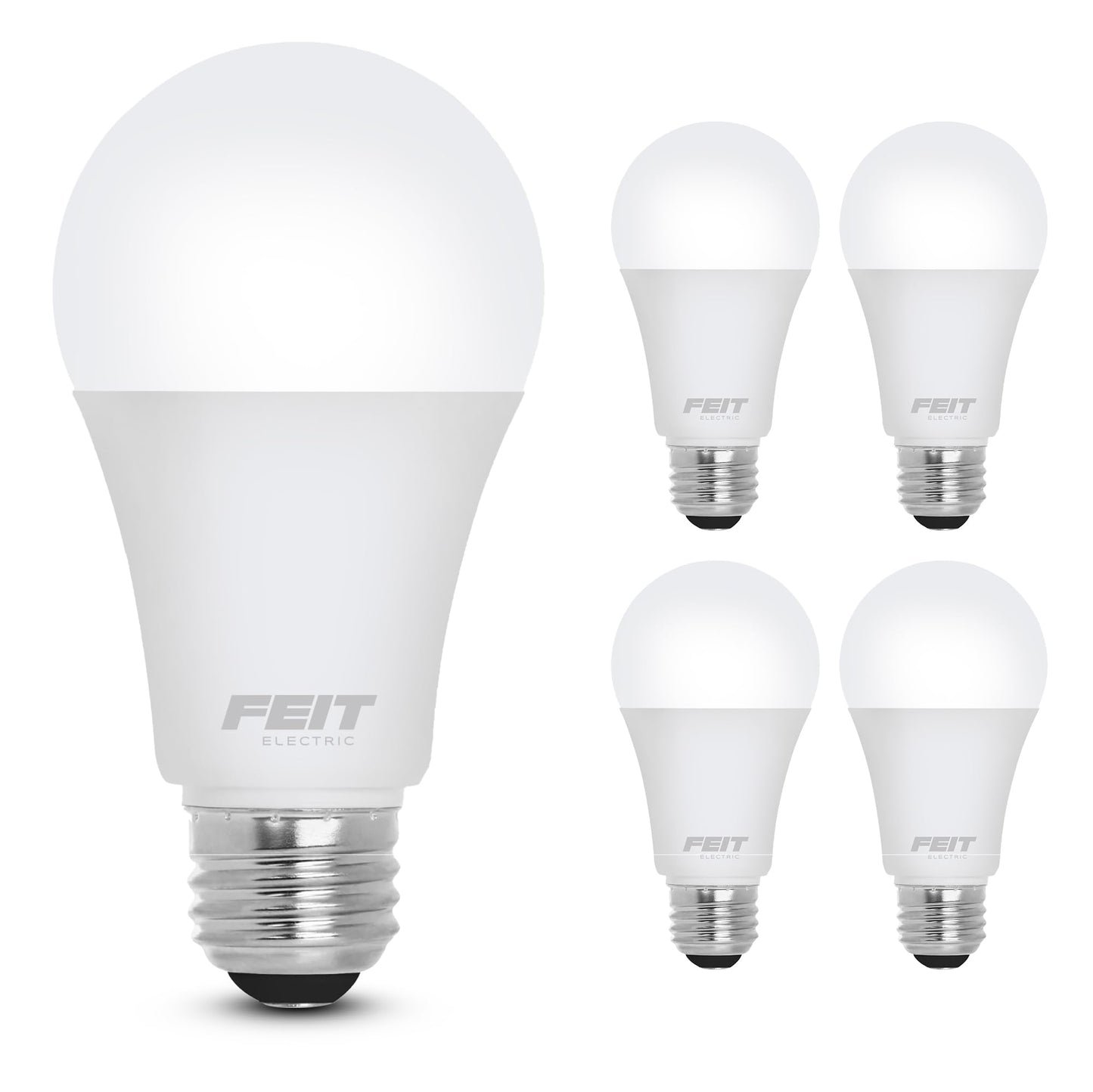 Feit Electric A19 LED Light Bulb, 60W Equivalent, Dimmable, 800 Lumens, 3000K Bright White, 4 Pack, Model OM60DM/930