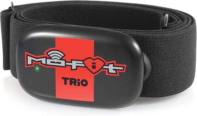 Mo-Fit Trio - Heart Rate Monitor Chest Strap/HRM for Apple, Android, Peloton, Garmin, Polar, Wahoo, Strava, Zwift, ANT+, ...