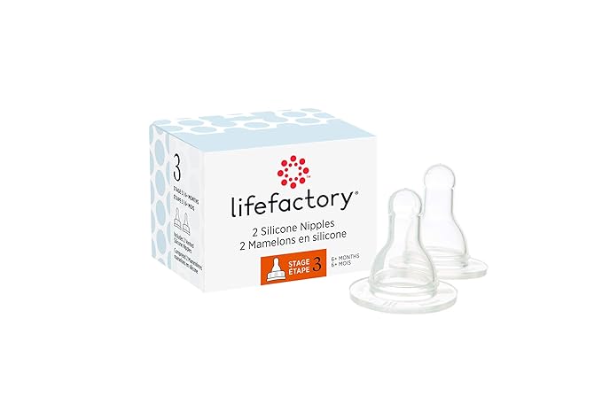Lifefactory BPA-Free Stage 3 (6+ Months) Silicone Nipples 2-Pack