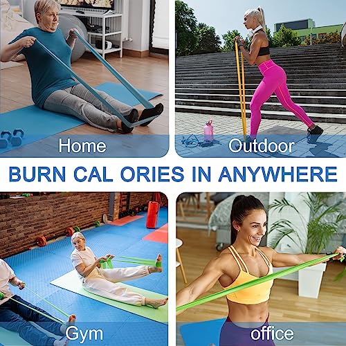 Professional 5 Pcs Long Resistance Bands and 5 Pcs Loop Bands. Latex-Free, Work Out Bands, Stretch Bands for Working Out W...