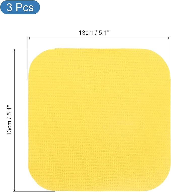 uxcell 3Pcs Rubber Jar Opener Grippers Pads, Multi-function Heat-insulated Non-Slip Grippers Pads for Jars, Kitchen Tool for Easy Opening (Yellow, Square)