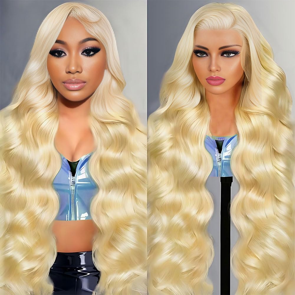 VVPPIL 613 Lace Front Wig Human Hair 200 Density 34 Inch Blonde Wig Human Hair 613 13x6 HD Lace Frontal Wig Blonde Body Wave Lac