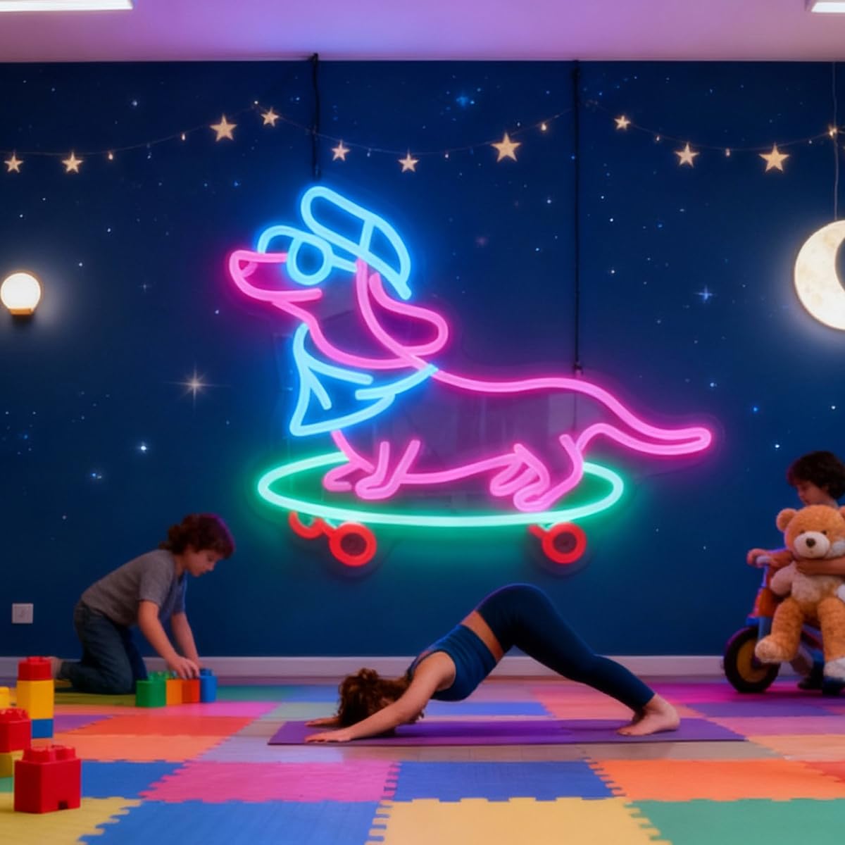 Dachshund Dog Skateboarding Neon Sign  Skateboard Dachshund Led Sign  Dog Skateboarder Led Light Skateboard Player Neon Light  KidS Room Game Room Wall Art Christmas Birthday Gift