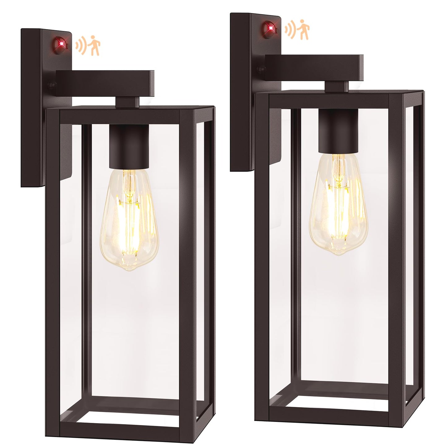 Beslowe Upgraded Motion Sensor Outdoor Wall Lights  15  Dusk To Dawn Porch Lights Outdoor Wall Sconce Lanterns  3 Lighting Modes Exterior Lighting Fixtures  Brown Outside Lights For House  2-Pack