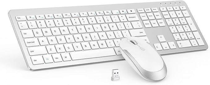 Wireless Keyboard and Mouse Combo - Full Size Slim Thin Wireless Keyboard Mouse with Numeric Keypad 2.4G Stable Connection...