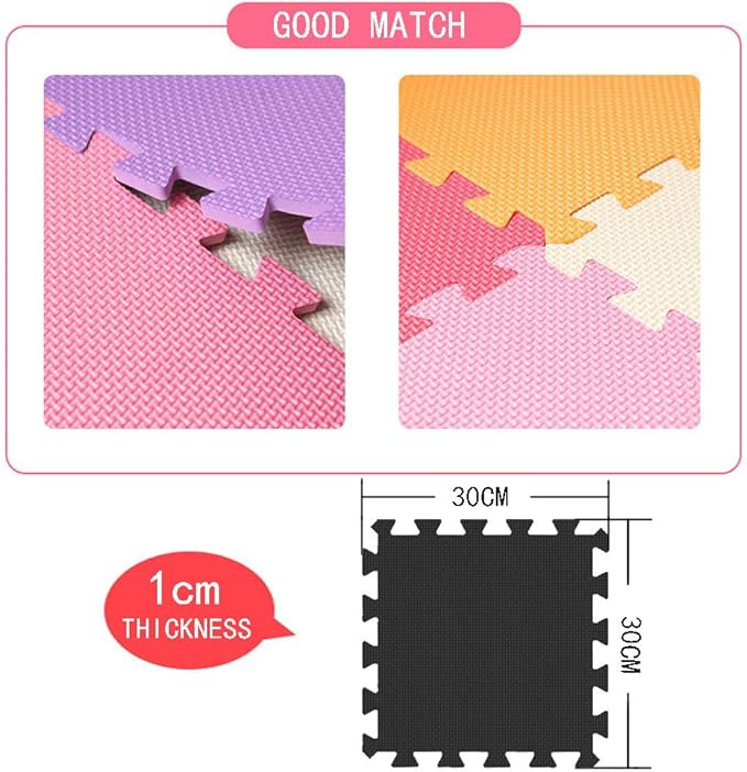 YIMINYUER® 20 Tiles (30cm×30cm×1cm Each Tile) Baby Soft Puzzle Play Mats, Kids Thick EVA Foam Floor, Toddlers & Children's Soft Interlocking Mat R08R10R12G301020