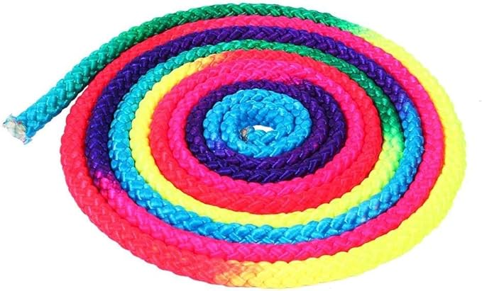 Watris Veiyi Rhythmic Gymnastics Rope - 2.8m/110in Rainbow Rhythmic Arts Training Jumps Rope