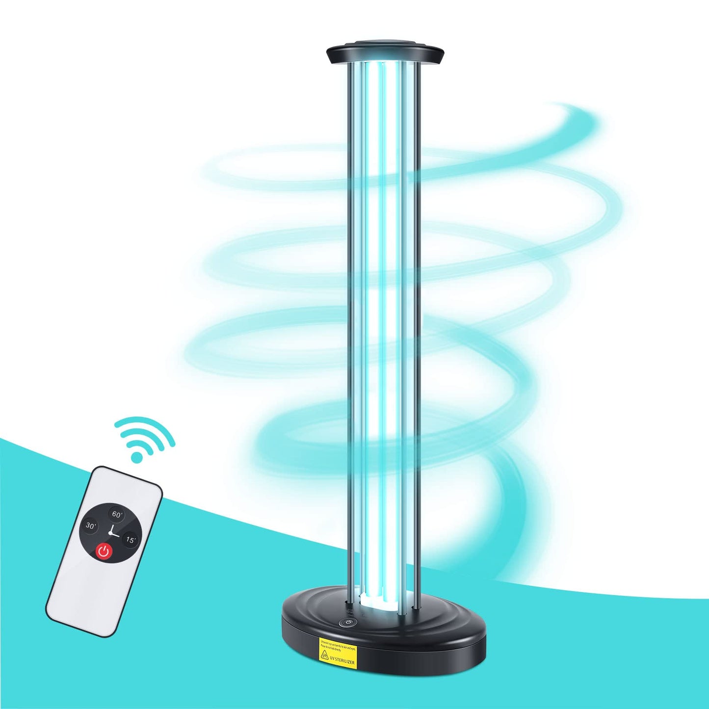 JTAPURE 100W UV Light with Ozone, 3-Gear Timer & Remote Control, Mold & Dust Mite Eliminator, Black, Model JTA-100WO