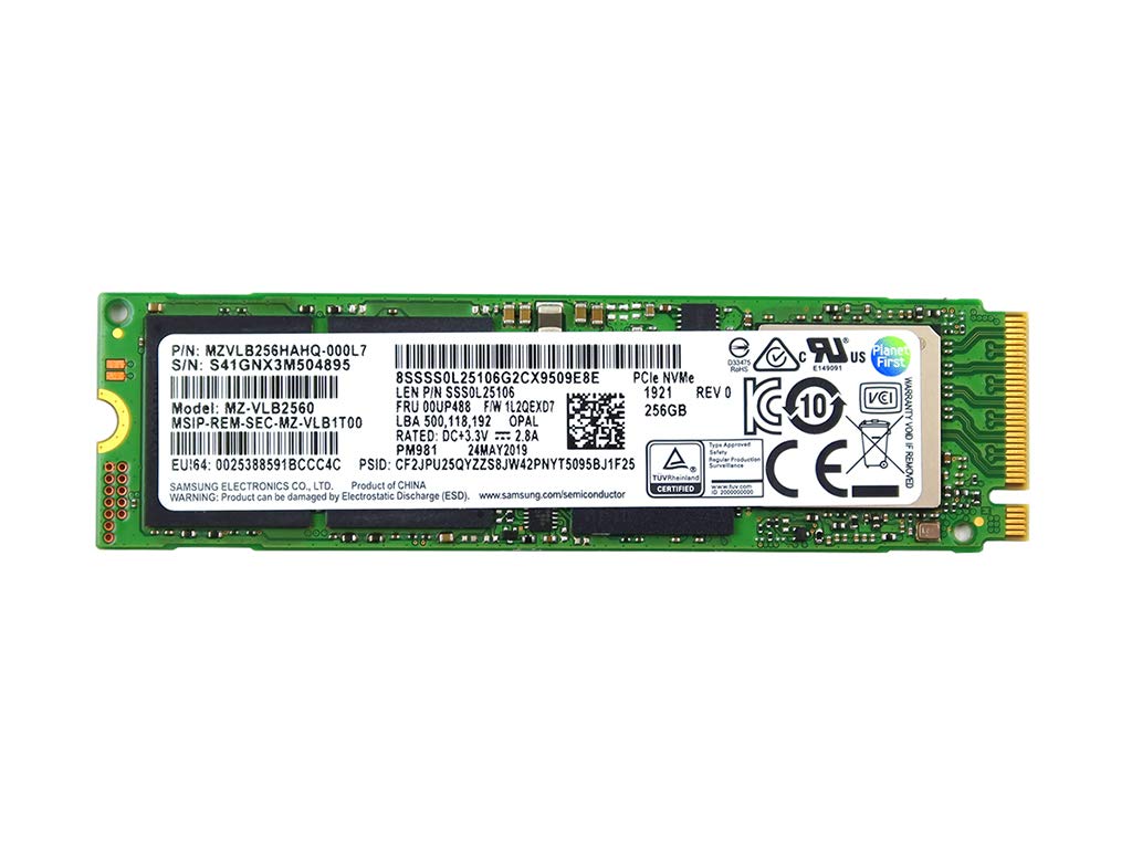 Solid State Drive MZVLB256HAHQ-000L7 Compatible Replacement Spare Part for Samsung MZ-VLB2560 PM981 256GB M.2 2280 PCI-Express 3.0 x4 NVMe SSD -Like New
