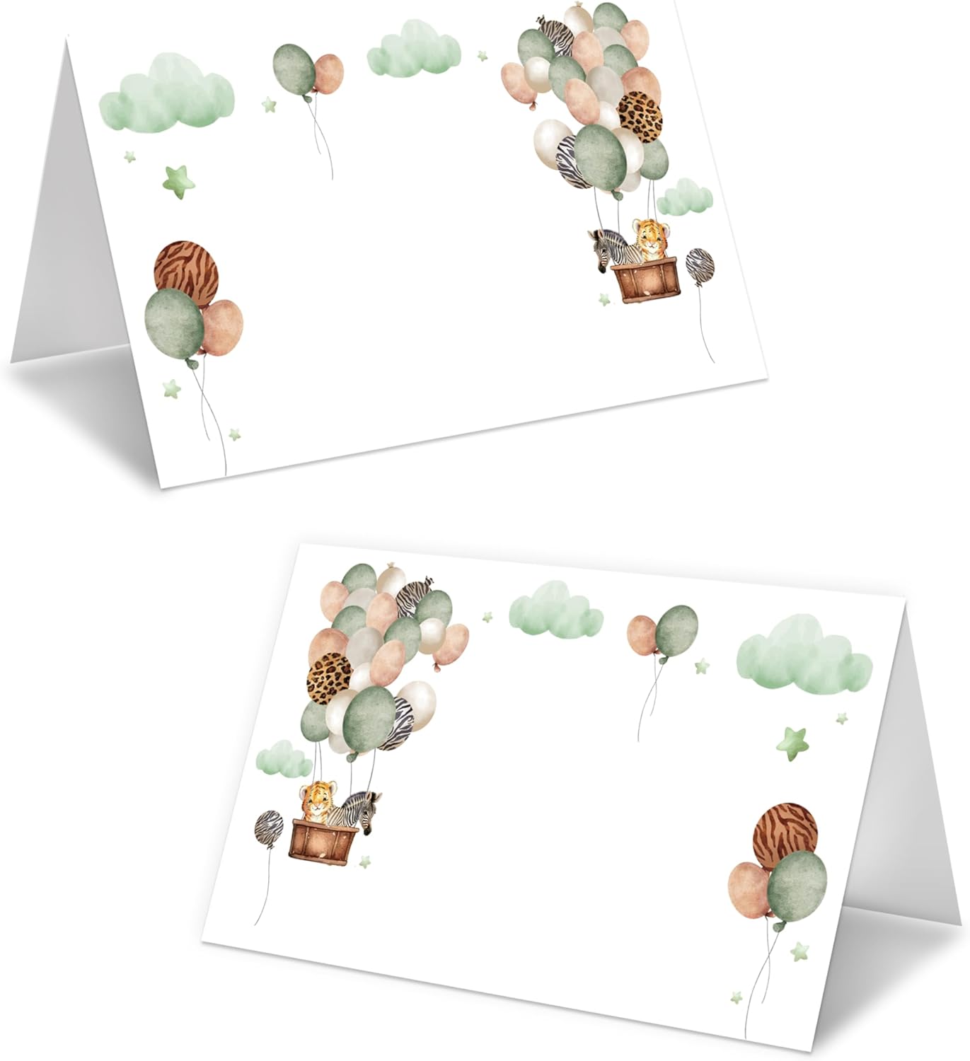Jungle Animals Place Card For Boys Girls, Wildlife Balloons Name Cards For Table Setting, Animals Party Favors Supplies, Safari Animals Tent Cards Decoration For Baby Shower Birthday, 25 Pack -15