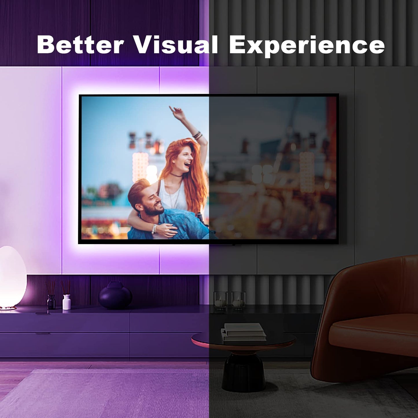 dalattin LED Strip Lights for TV, 15FT RGB Color Changing Backlight, Music Sync, USB Powered, Bluetooth App & Remote Control