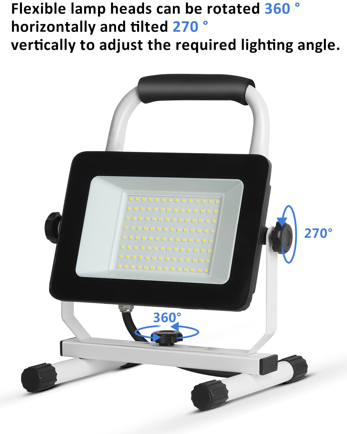 UFOND 6000 Lumen LED Work Light, 60W Waterproof Flood Light, Adjustable Brightness, Model WL-PFB-1X60W, White/Black