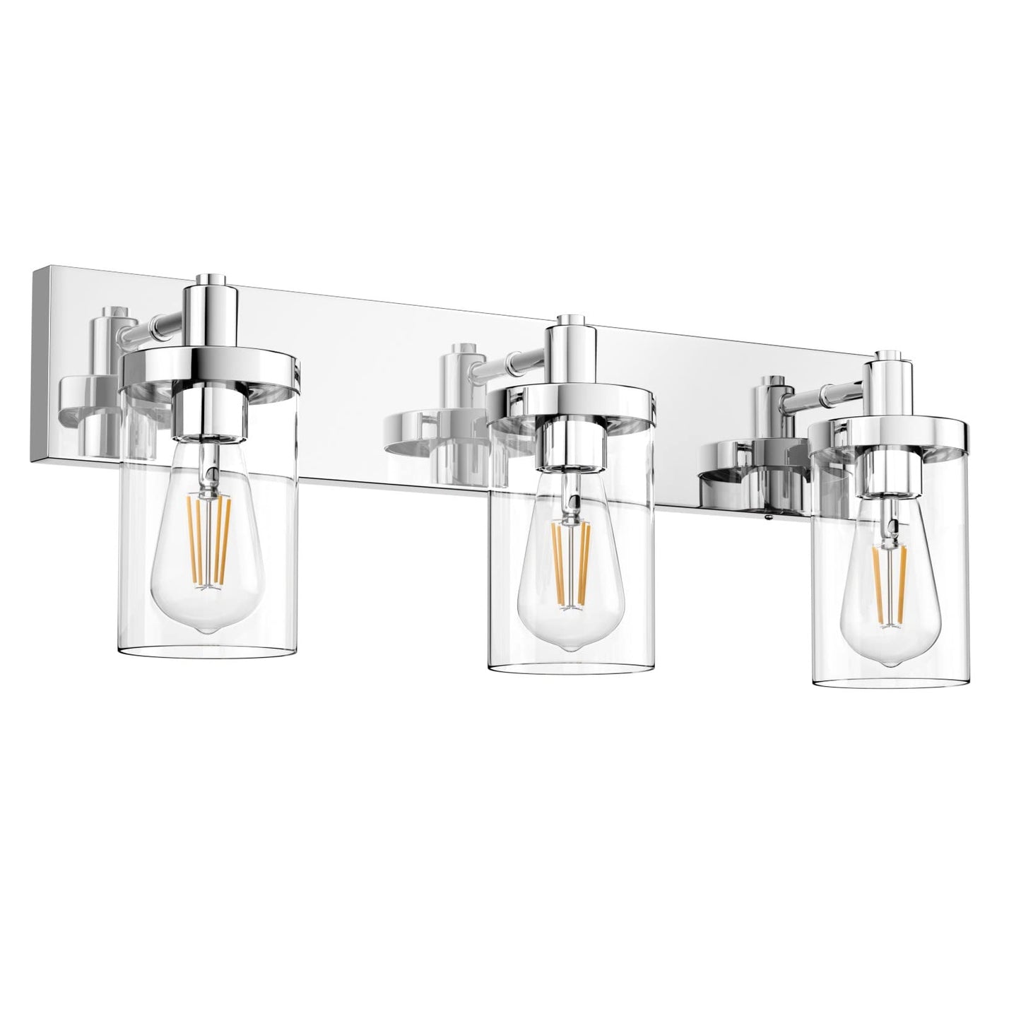 Aipsun Chrome 3-Light Vanity Light Fixture For Bathroom, Farmhouse Style With Clear Glass Shade, Model 1136