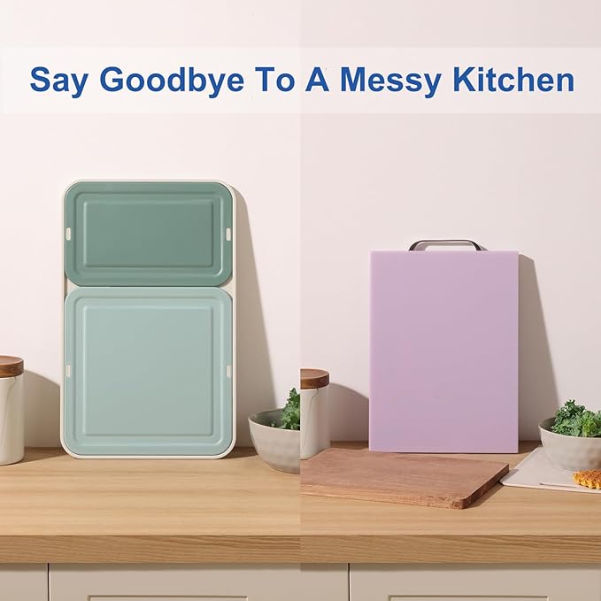 3-in-1 PP Plastic Cutting Board Set, Nesting Design for Space-Saving Storage, Pale Color‌ Boards (Large+Medium+Small) with Juice Groove, Dishwasher Safe