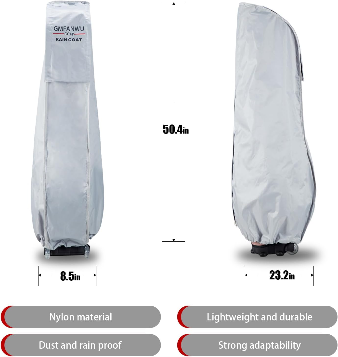 Golf Bag Rain Cover,Durable Dustproof, Travel Waterproof Gear,Golf Bag Rain Hood 50.4" (H) x 8.5" (W) x 23.2" (L)