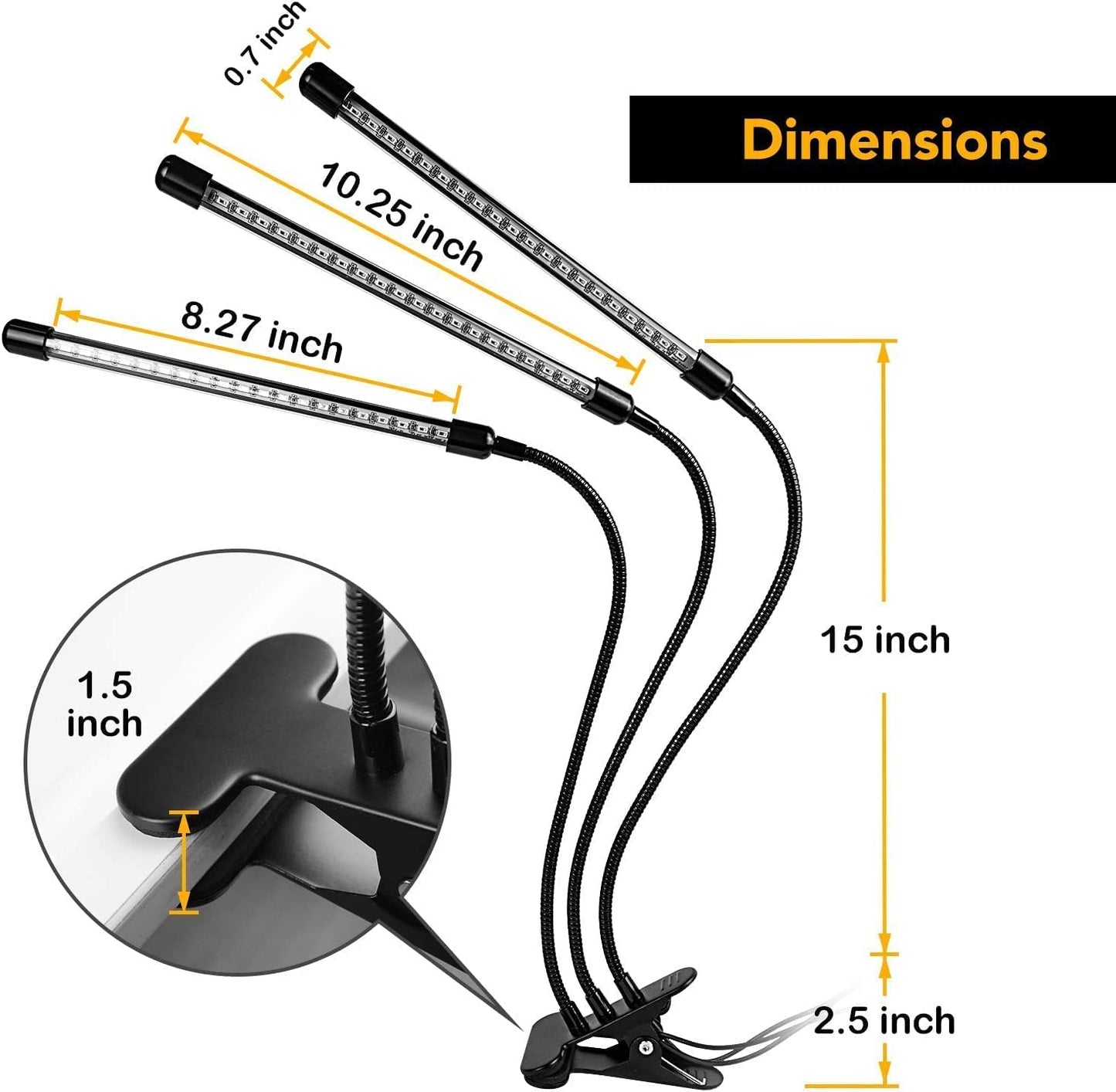iPower LED Grow Light, Full Spectrum, 6000K, 3 Tubes, Red&Blue, Indoor Plant Growing Lamp with 3 Modes Timing Function