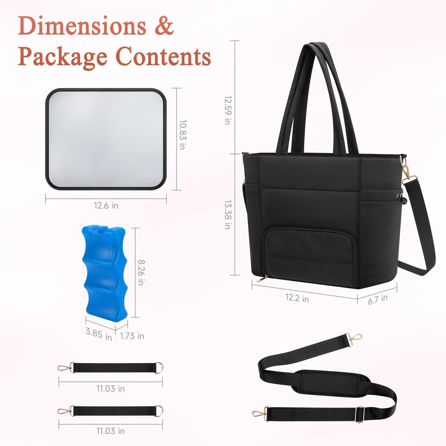 Wearable Breast Pump Bag for Working Mom, Breastmilk Cooler Tote Bag with Insulated Compartment, Breast Pump Bag with Ice Pack & 16‘’ Laptop Sleeve, Baby Bottle Cooler bag for Nursing, Work, Travel