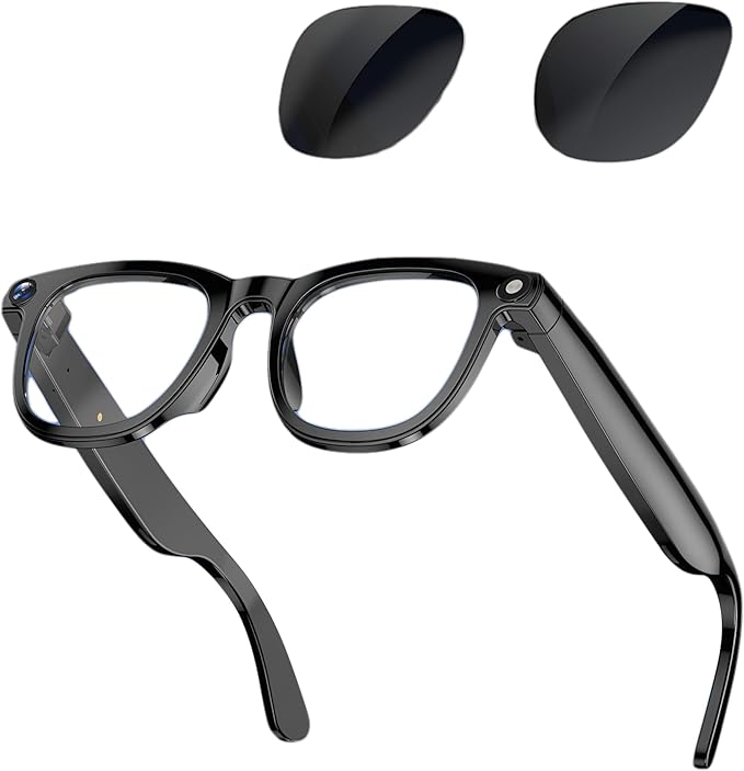 Omuotaut AI Smart Bluetooth Glasses with 800W Pixels Camera, 2K HD Photo and Video Recording, Translation, Meeting Recordi...