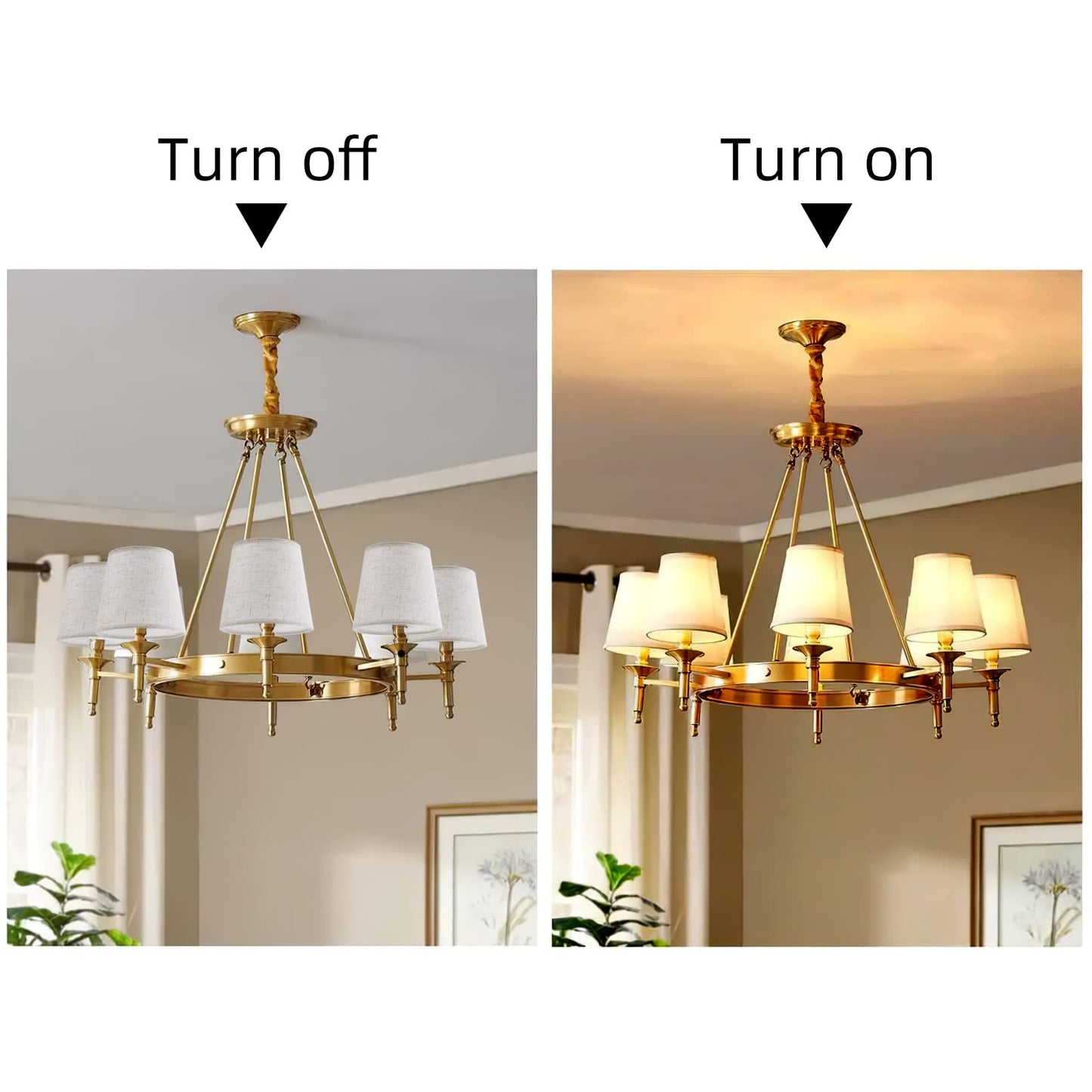 YISUN Chandelier Lamp Shades Set of 6, Beige Linen, 5.9in x 5.5in x 4.3in, Clip On, Hand Crafted for Bedroom and Dining