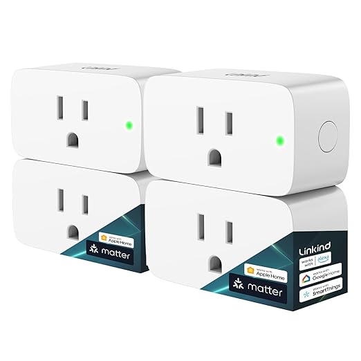 Linkind Matter Smart Plug, Work with Apple Home, Siri, Alexa, Google, SmartThings, Smart Home Smart Outlet Timer 15A/1800...