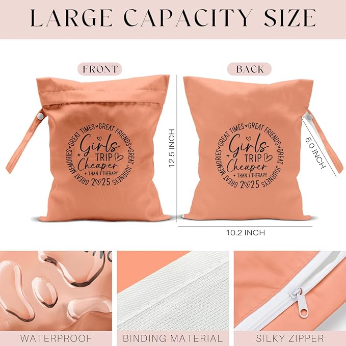 Girls Trip Gifts Wet Dry Bag, Beach Bag Wet Bag Favors, for Swimsuit Toiletry Travel Essentials For Women Aloha Bags, Beach Travel Gym Laundry bags for Dirty Diaper Swimsuit Gifts (Orange)
