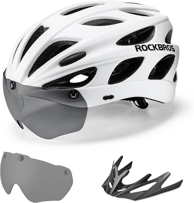 ROCKBROS Bike Helmet for Adult Men Women with Suggested Fit 58-65cm, Detachable Magnetic Goggles & Sun Visor, Lightweight ...