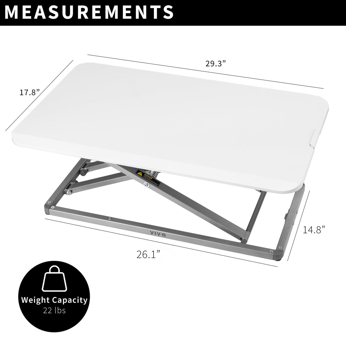 Vivo Economy Single Top Height Adjustable 29 Inch Standing Desk Converter, Sit Stand Tabletop Monitor And Laptop Riser Platform